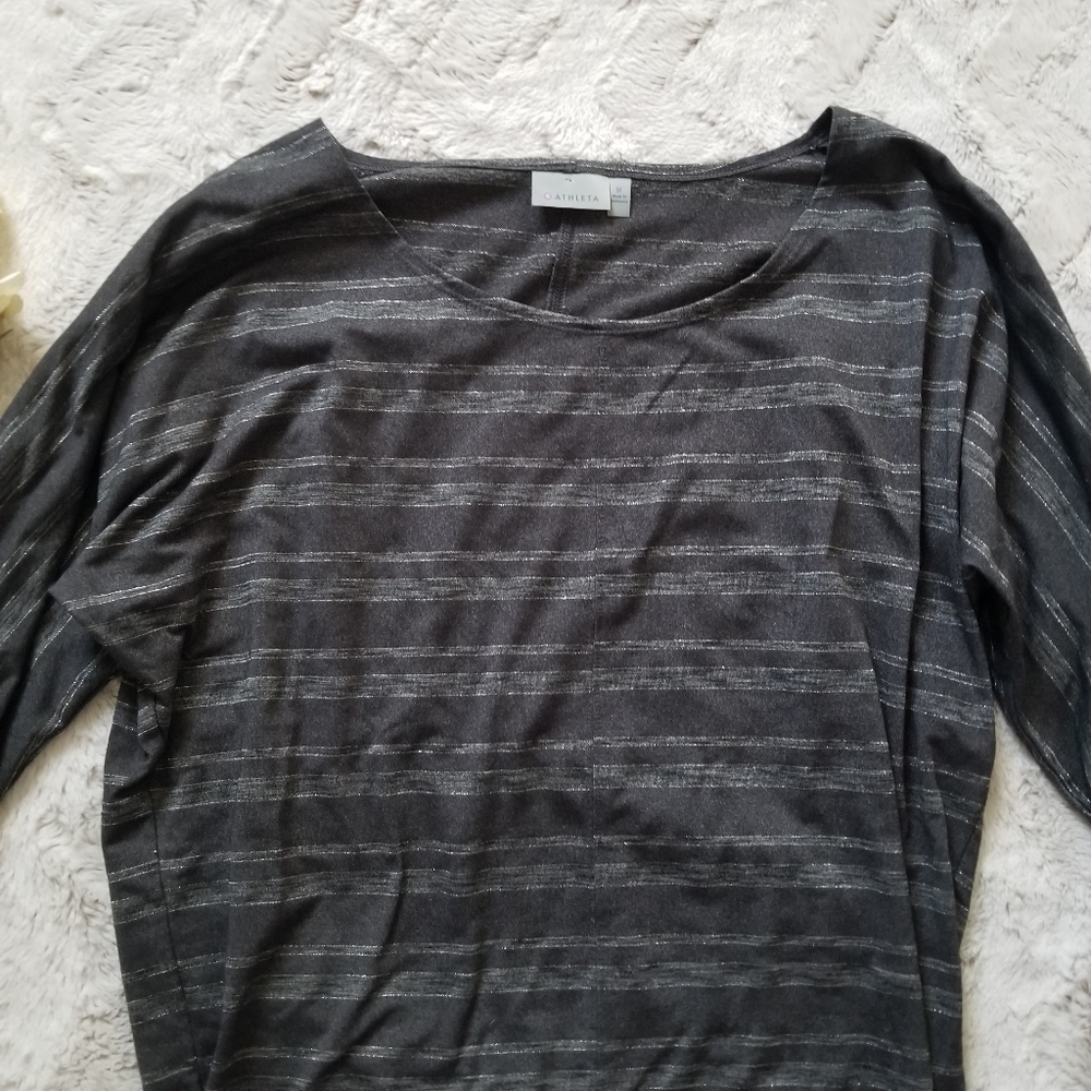 ✨️CL Athelta Gray Metallic Horizontal‎ Stripe Size M - Picture 7 of 11